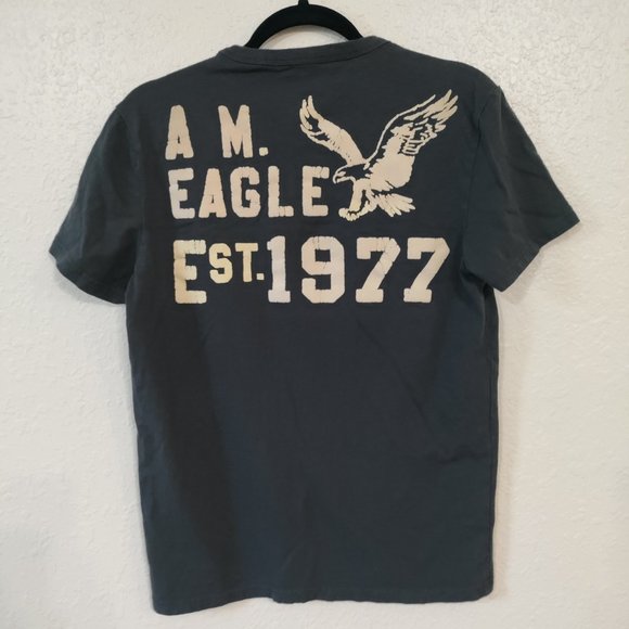 American Eagle Men's Round Neck Shirt Black Small - Picture 2 of 8